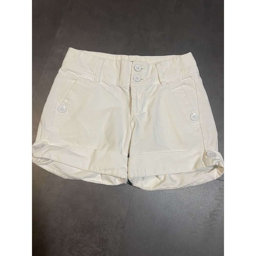 GAP Shorts Womens 25 0 Denim Cuffed 5" Jean White Stretch Pockets Mid Rise F-55